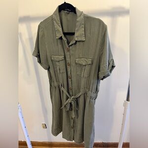 Velvet Heart Olive Green Utility Mini Dress